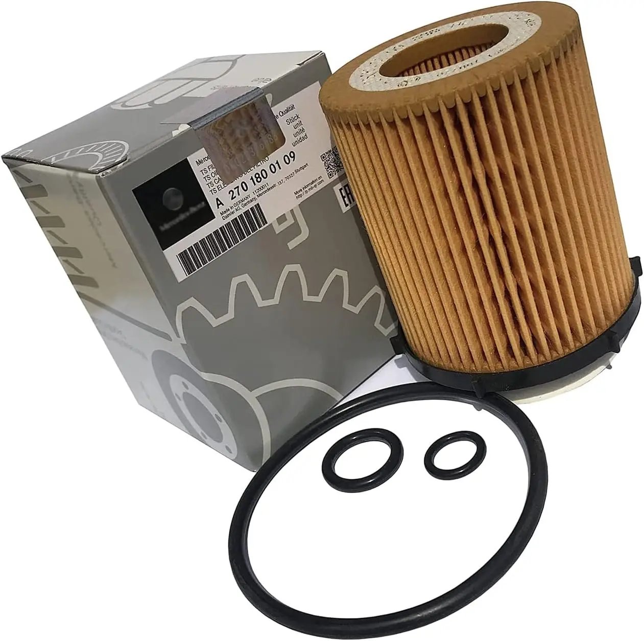 2701800109 Genuine Oil Filter Compatible with Mercedes-Benz Engine Oil Filter Set,Fits GLA250 C300 GLC300 E300 GLE350 etc Fastpartz
