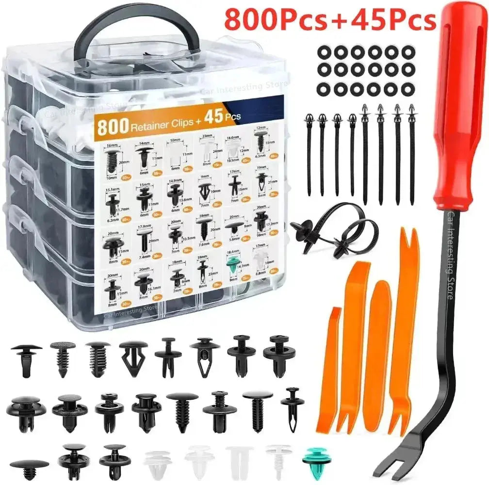 800pcs-100Pcs Car Fastener Clip Kit Fender Rivet Plastic Clips Auto Body Push Retainer Pin Rivet Bumper Door Trim Panel Repair Car Interesting Items Store