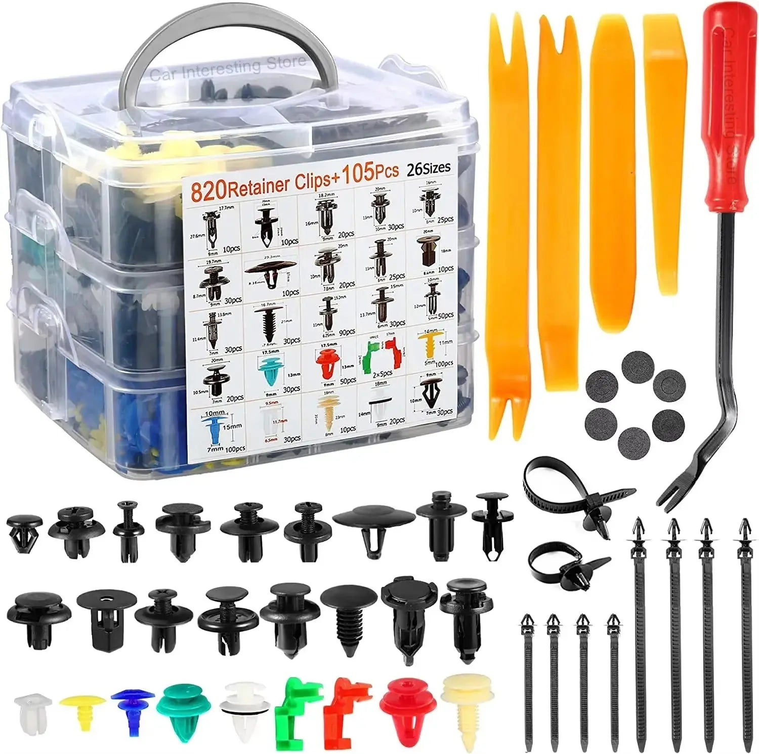 800pcs-100Pcs Car Fastener Clip Kit Fender Rivet Plastic Clips Auto Body Push Retainer Pin Rivet Bumper Door Trim Panel Repair Car Interesting Items Store