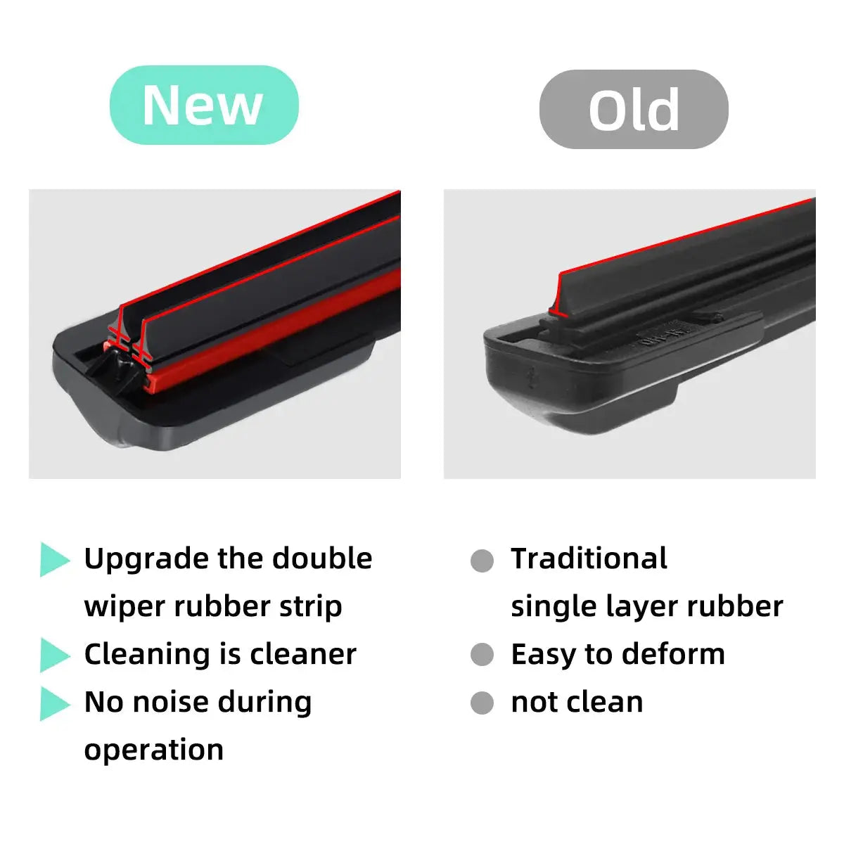 1PC Universal double rubber strip J/U-shaped wiper blade, front wiper glass cleaner wiping blade PinmoAP Official Store