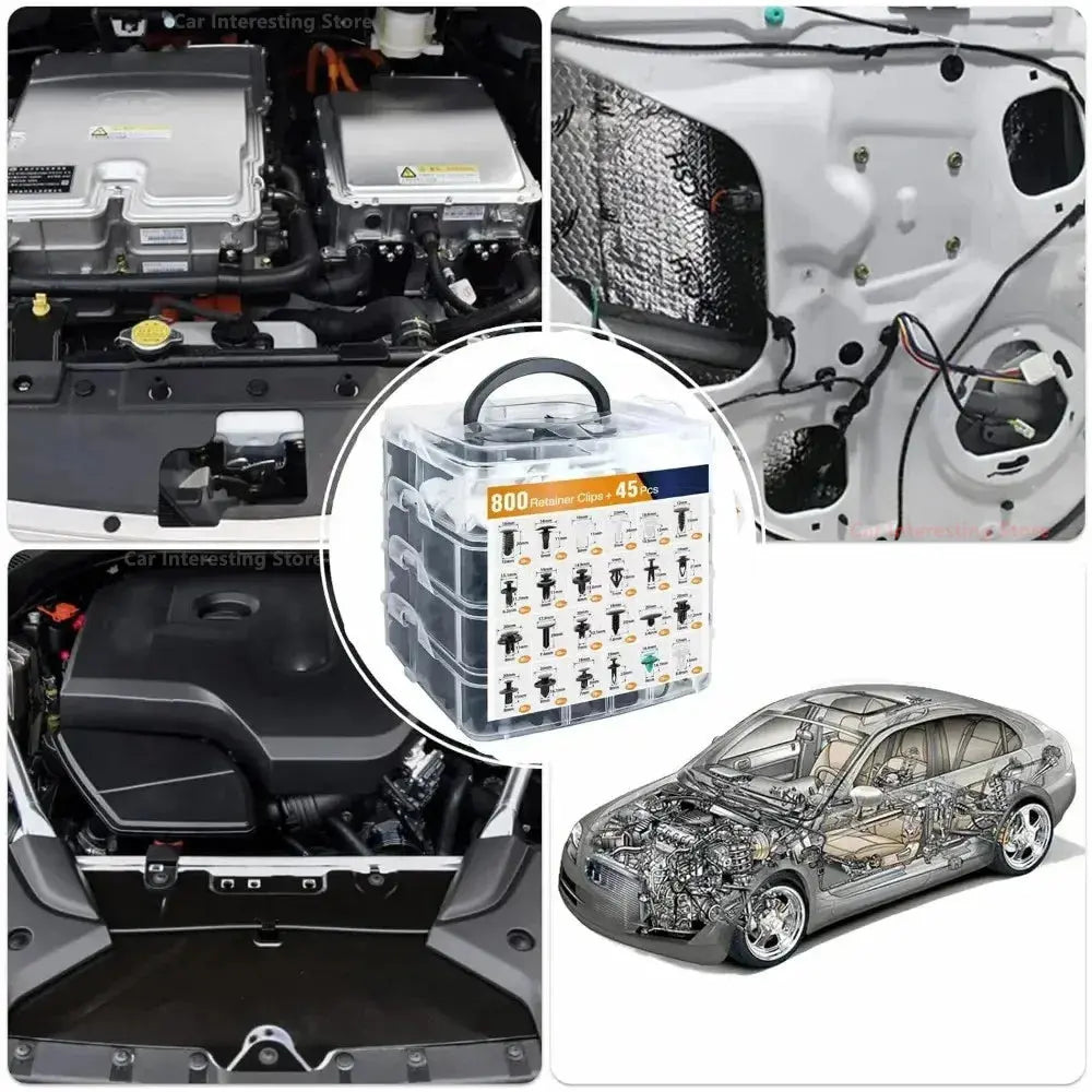 800pcs-100Pcs Car Fastener Clip Kit Fender Rivet Plastic Clips Auto Body Push Retainer Pin Rivet Bumper Door Trim Panel Repair Car Interesting Items Store