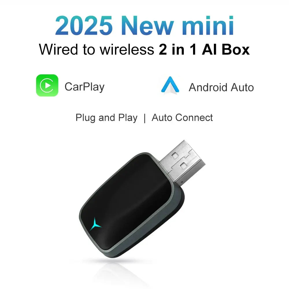2025 NEW 2 In 1 Wireless Carplay AI Box Android Auto Plug And Play Applicable To Convert Original Car Wired Carplay To Wireless Renwoda Speciality Store