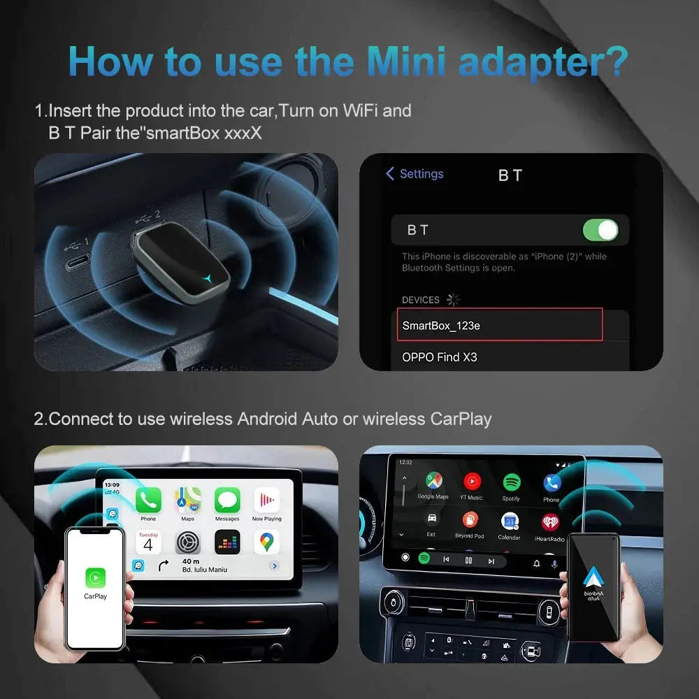 2025 NEW 2 In 1 Wireless Carplay AI Box Android Auto Plug And Play Applicable To Convert Original Car Wired Carplay To Wireless Renwoda Speciality Store