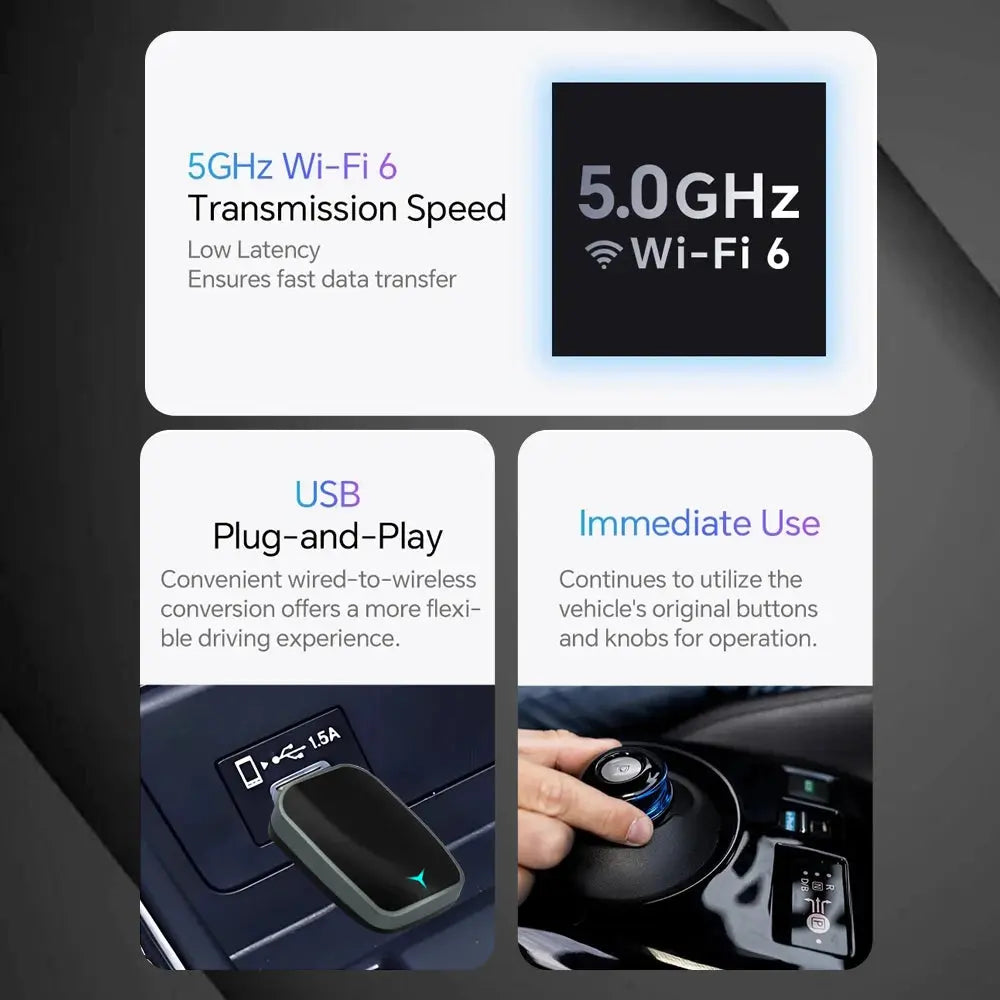 2025 NEW 2 In 1 Wireless Carplay AI Box Android Auto Plug And Play Applicable To Convert Original Car Wired Carplay To Wireless Renwoda Speciality Store