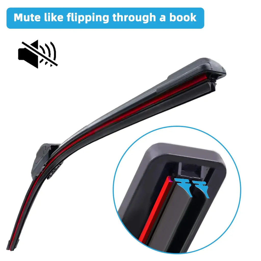 1PC Universal double rubber strip J/U-shaped wiper blade, front wiper glass cleaner wiping blade PinmoAP Official Store