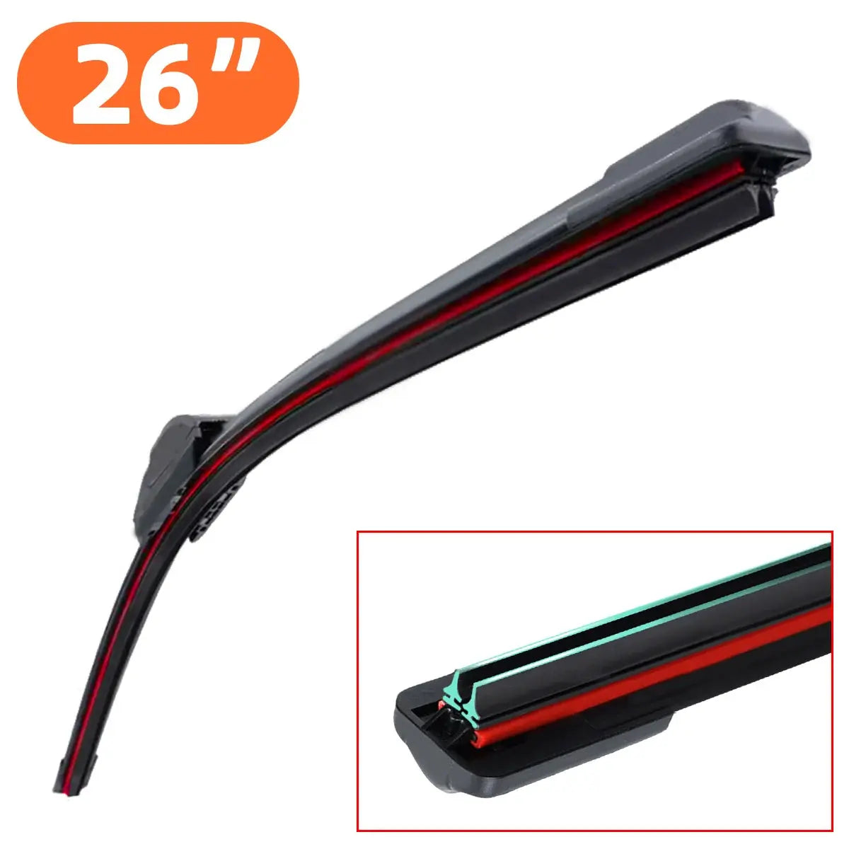 1PC Universal double rubber strip J/U-shaped wiper blade, front wiper glass cleaner wiping blade PinmoAP Official Store