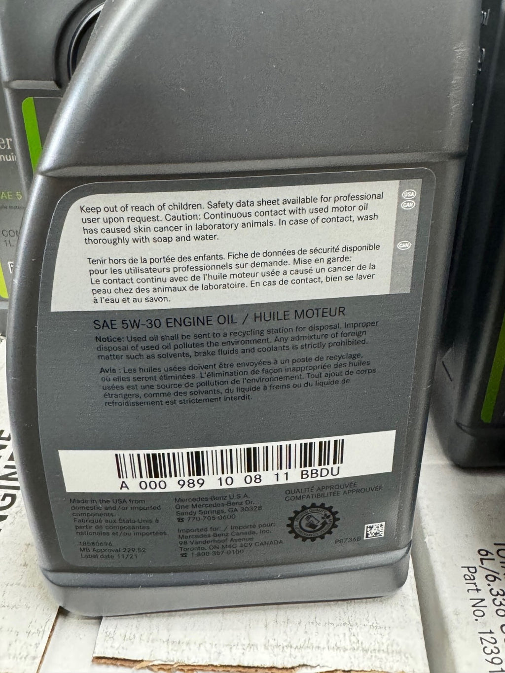 6L. Genuine Mercedes-Benz Engine Oil 5W-30 Synthetic 1.056 Quart 229.5 Certified