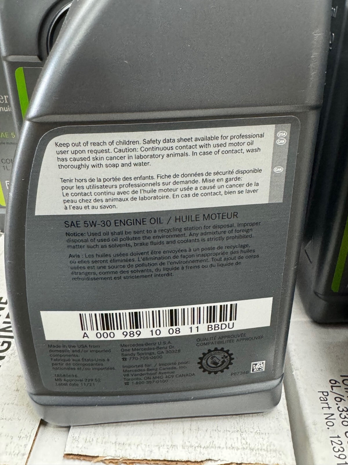 6L. Genuine Mercedes-Benz Engine Oil 5W-30 Synthetic 1.056 Quart 229.5 Certified