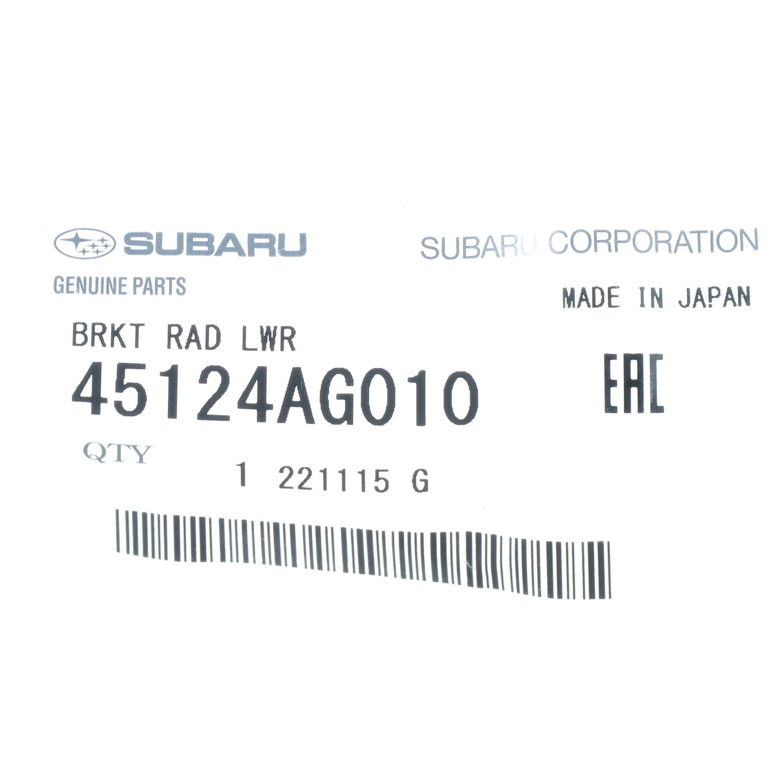 2008-2021 Forester Impreza WRX Radiator Mount Lower Bracket 45124AG010 Genuine