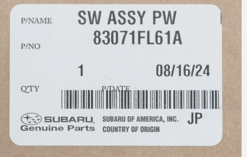 2017-2023 Subaru Impreza Front Door Window Switch Driver Side 83071FL61A Genuine