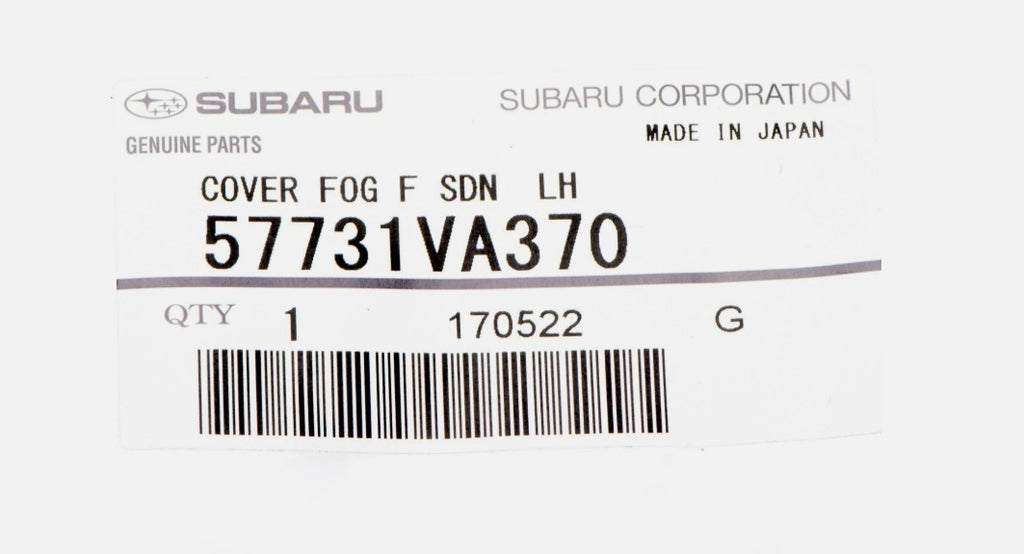 2018-2021 Subaru STi WRX Base Front Left Side Fog Light Bezel Cover Black OEM