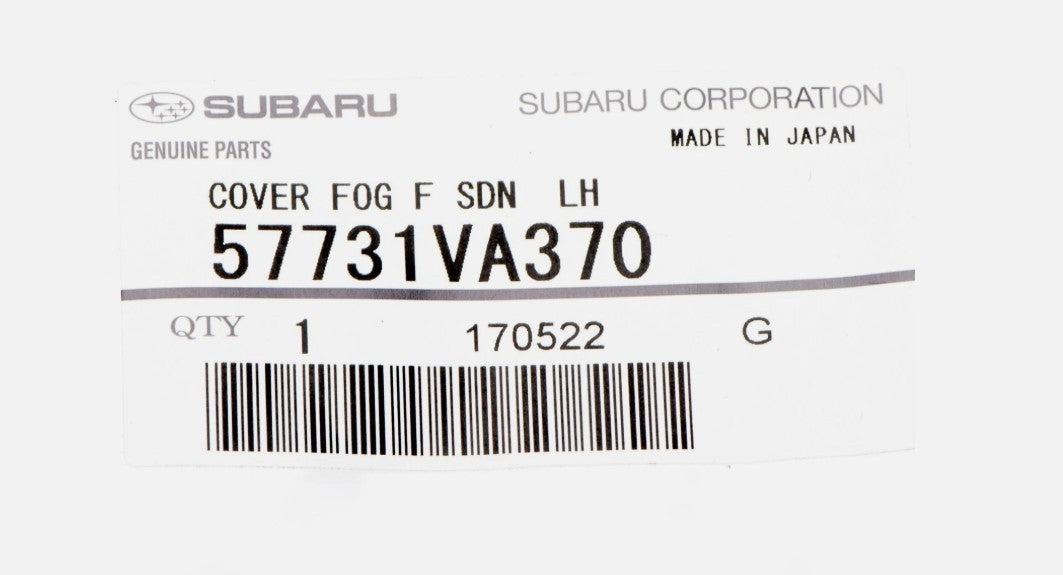 2018-2021 Subaru STi WRX Base Front Left Side Fog Light Bezel Cover Black OEM