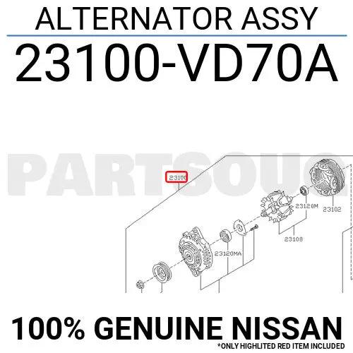 23100VD70A Genuine Nissan ALTERNATOR ASSY 23100-VD70A - Fastpartz
