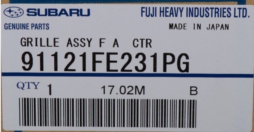 2006 2007 Subaru Impreza Front Center Grille Assembly Blue Mica 91121FE231PG WRX